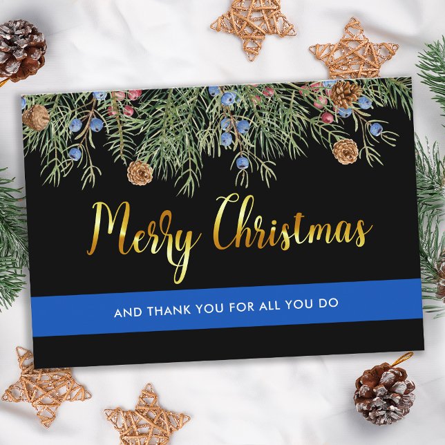 Police Merry Christmas Law Enforcement  Thank You  Business Card (Creator Uploaded)