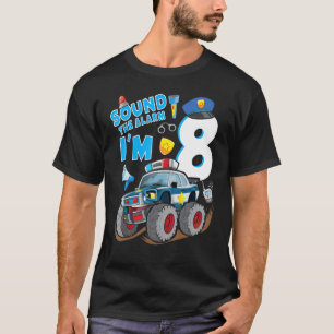 Police Monster Car 8th Birthday Boy Cop Policeman  T-Shirt