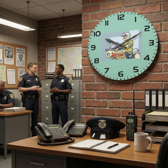 Police Motorcycle Officer Law Enforcement Large Clock (Creator Uploaded)