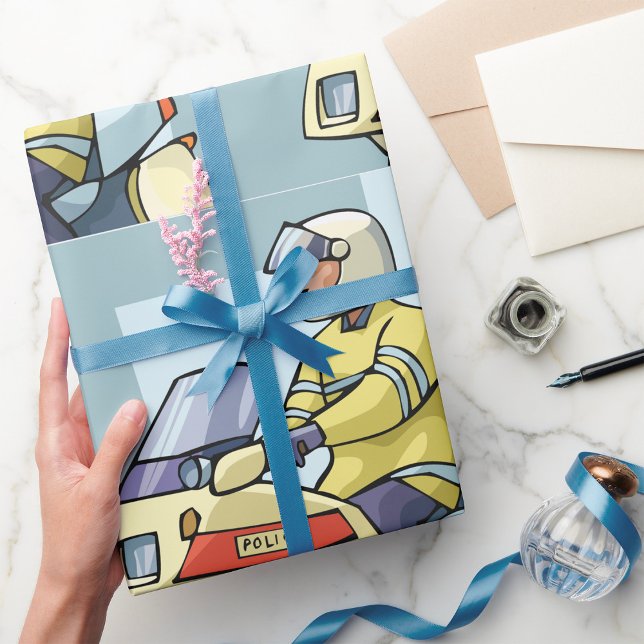 Police Motorcycle Officer Law Enforcement Wrapping Paper (Creator Uploaded)