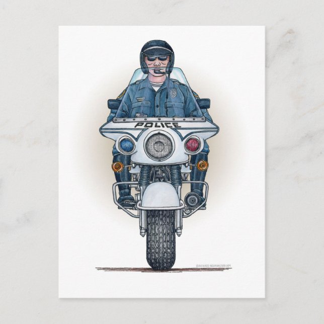Police Motorcycle Postcard (Front)