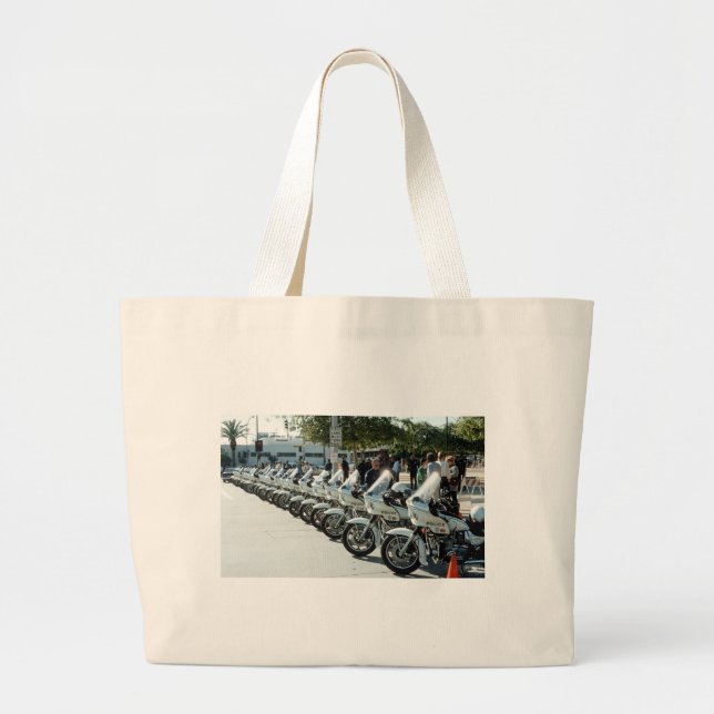 Police motorcycles large tote bag (Front)