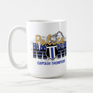 Police Mum Personalised Badge Thin Blue Line   Coffee Mug