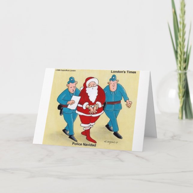 Police Navidad Funny Christmas Gifts & Tees Holiday Card (Front)