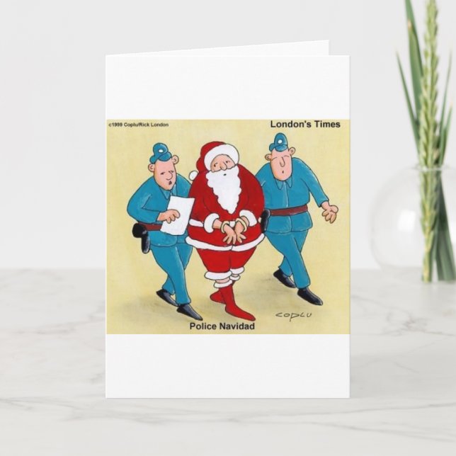 Police Navidad Funny Christmas Gifts & Tees Holiday Card (Front)