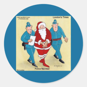 Police Navidad: Santa's Been Very Bad Classic Round Sticker