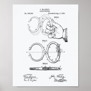 Police Nippers 1891 Patent Art - White Paper Poster