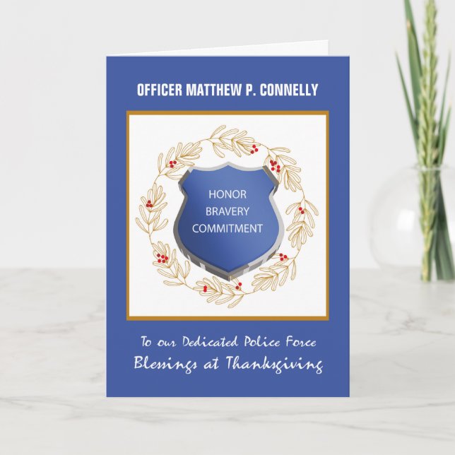 Police Office Religious Blessings Thanksgiving Card (Front)