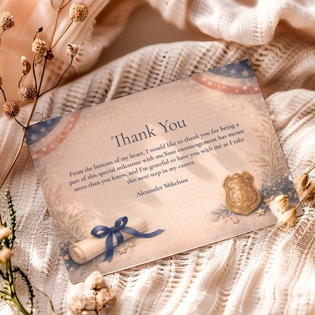 Police Officer Academy Milestone Graduation Thank You Card (Creator Uploaded)