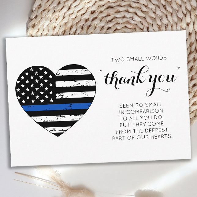 Police Officer American Flag Heart Law Enforcement Thank You Card (Creator Uploaded)