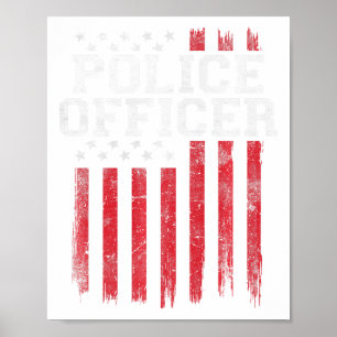 Police Officer American Flag Usa Patriot Patriotic Poster