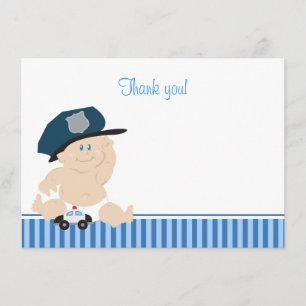 Police Officer Baby Cop Flat Thank you Note