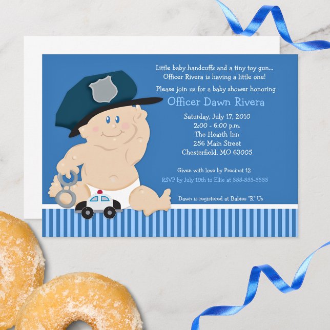 Police Officer Baby Pregnancy Shower Baby Cop Invitation (Police Officer Baby Cop Baby Shower Invitation)