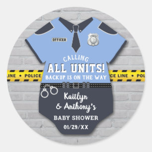 Police Officer Baby Shower Classic Round Sticker