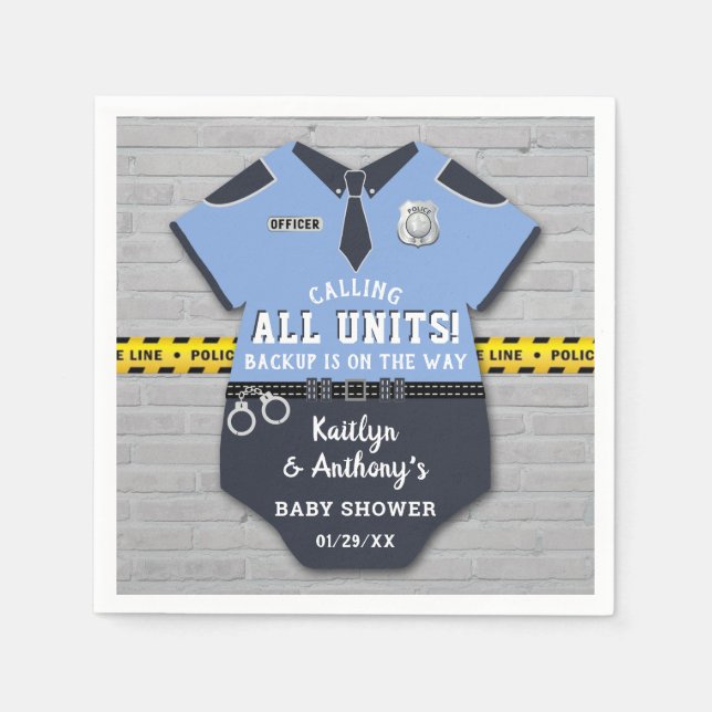 Police Officer Baby Shower Napkin (Front)