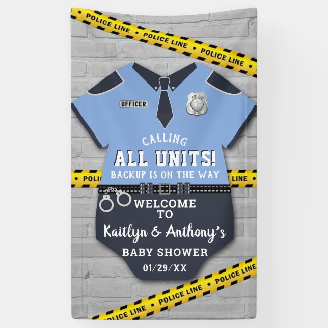 Police Officer Baby Shower Welcome Banner (Vertical)