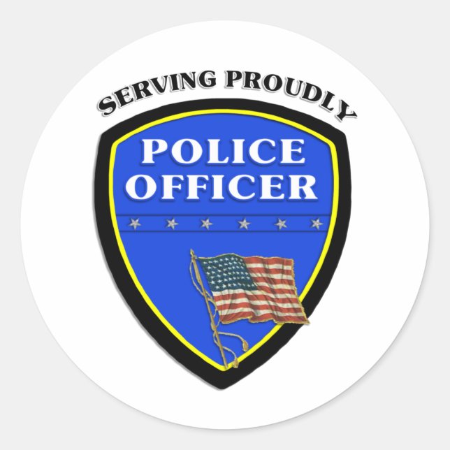 Police Officer Badge Classic Round Sticker (Front)