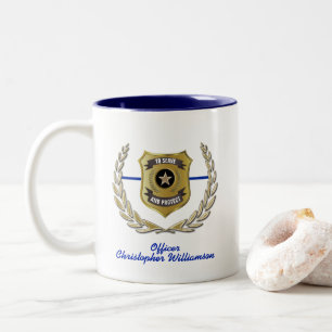 Police Officer Badge Personalised Two-Tone Coffee Mug