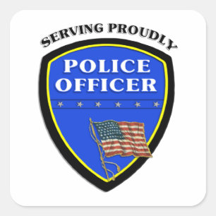 Police Officer Badge Square Sticker
