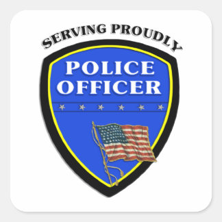 Police Officer Badge Square Sticker