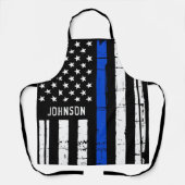 Police Officer BBQ Personalised Thin Blue Line Apron (Front)