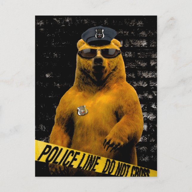 Police Officer Bear! Postcard (Front)