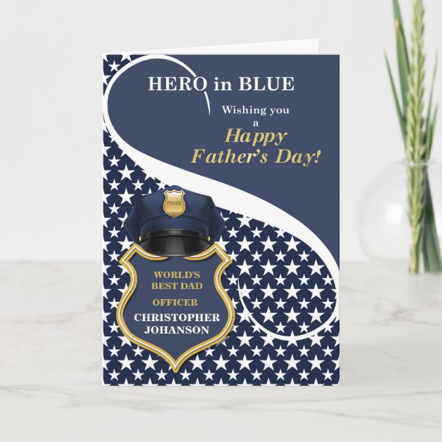 Police Officer Best Dad in the World Father's Day Card (Front)