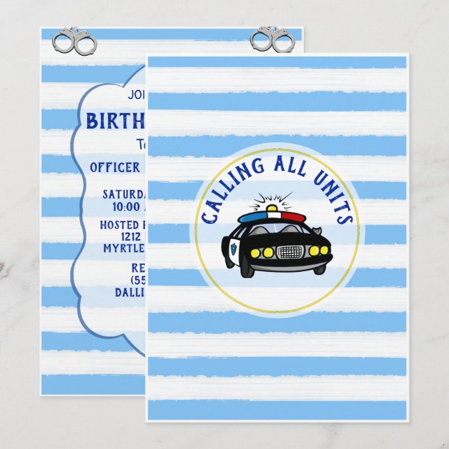 Police Officer Birthday Invitation (Front/Back)