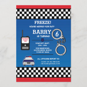 Police officer Birthday Party Detective Invite