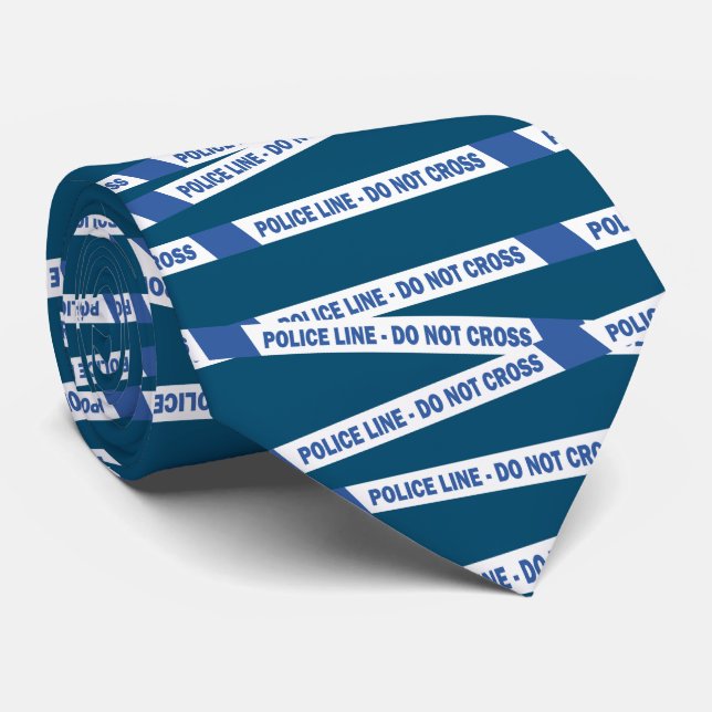 Police Officer Blue Crime Scene Tape Retirement Tie (Rolled)