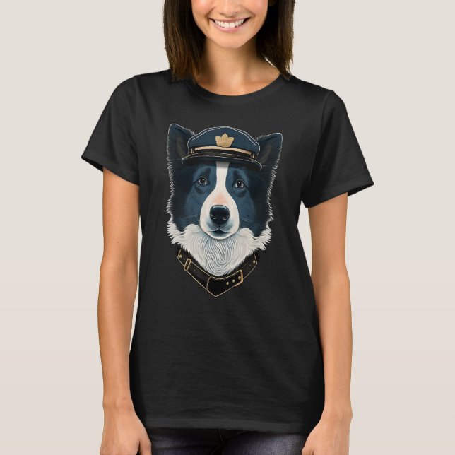 Police Officer Border Collie Cop dog Police Border T-Shirt (Front)