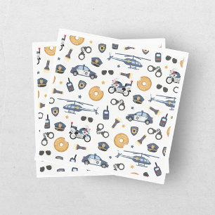 Police Officer Calling All Units Kids Birthday Napkin