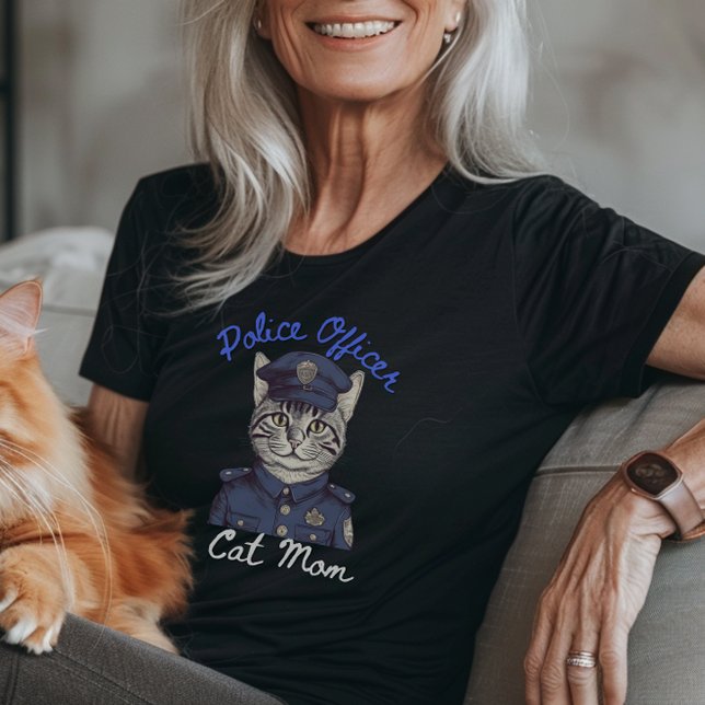 Police Officer Cat Mum Tshirt (Police man cat mom tshirt for mothers day gift)