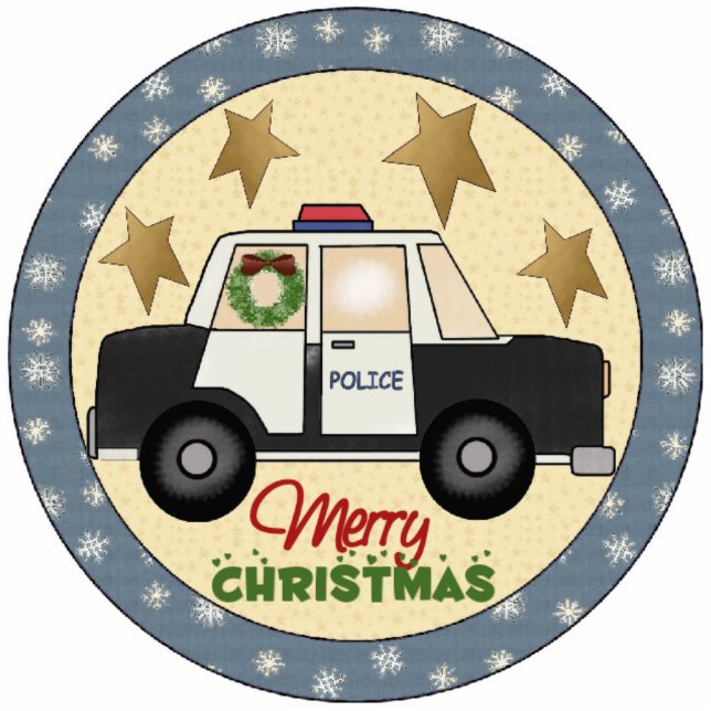 Police Officer Christmas Tree Ornament Photo Sculpture Decoration (Front)