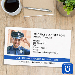 Police Officer Custom Law Enforcement Dept Photo Magnetic Business Card