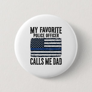 Police Officer Dad Thin Blue Line Vintage Vector D 6 Cm Round Badge