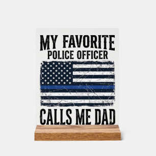 Police Officer Dad Thin Blue Line Vintage Vector D Acrylic Sign