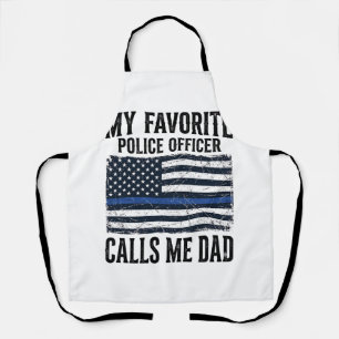 Police Officer Dad Thin Blue Line Vintage Vector D Apron
