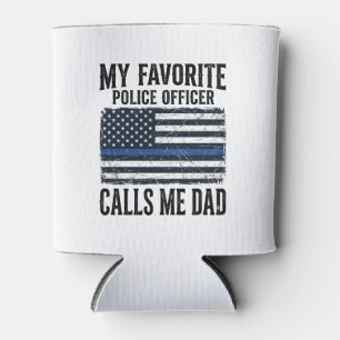 Police Officer Dad Thin Blue Line Vintage Vector D Can Cooler