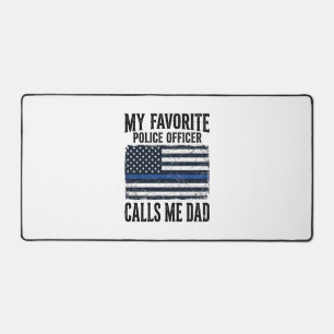 Police Officer Dad Thin Blue Line Vintage Vector D Desk Mat