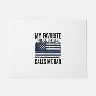 Police Officer Dad Thin Blue Line Vintage Vector D Doormat