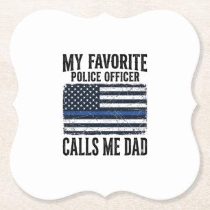 Police Officer Dad Thin Blue Line Vintage Vector D Paper Coaster