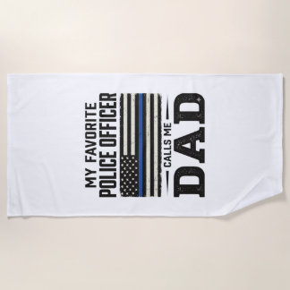 Police Officer Dad Vintage Flag Shirt Design_1 Beach Towel