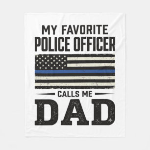 Police Officer Dad Vintage Flag Shirt Design_1 Fleece Blanket