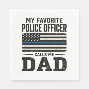Police Officer Dad Vintage Flag Shirt Design_1 Napkin