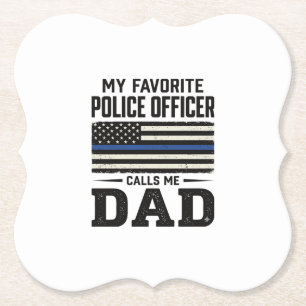 Police Officer Dad Vintage Flag Shirt Design_1 Paper Coaster