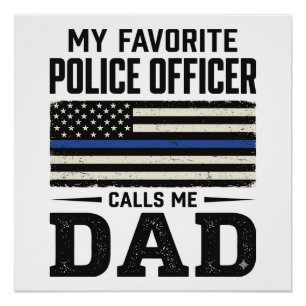 Police Officer Dad Vintage Flag Shirt Design_1 Poster