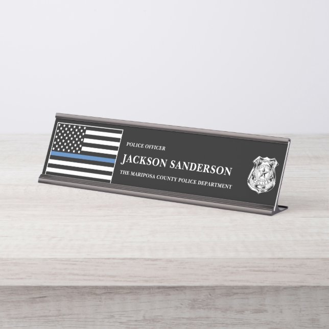 Police Officer Department Law Enforcement Logo Desk Name Plate (Front)