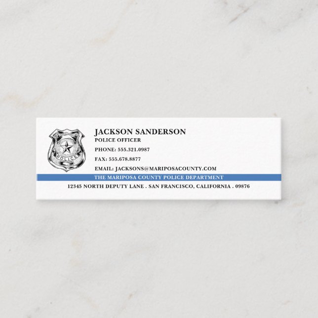 Police Officer Department Law Enforcement Logo Mini Business Card (Front)