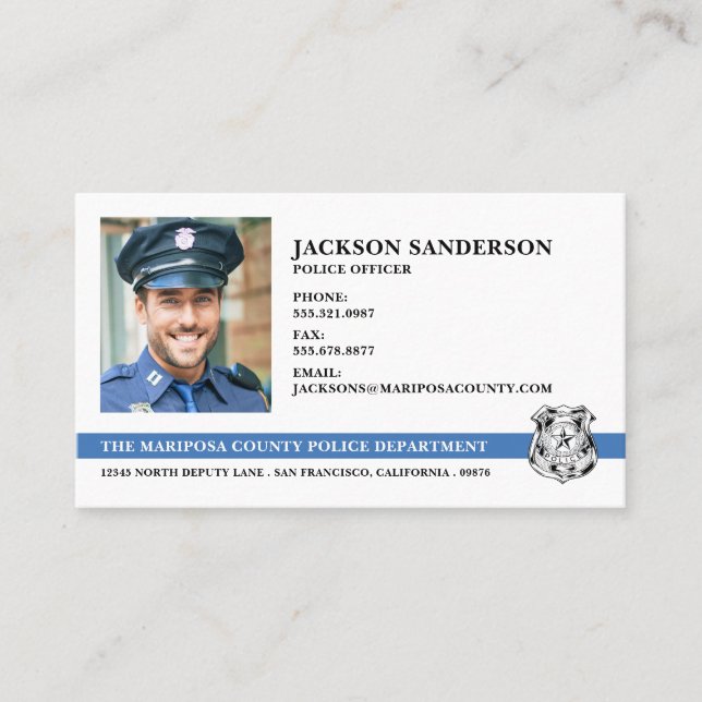 Police Officer Department Law Enforcement Photo Business Card (Front)